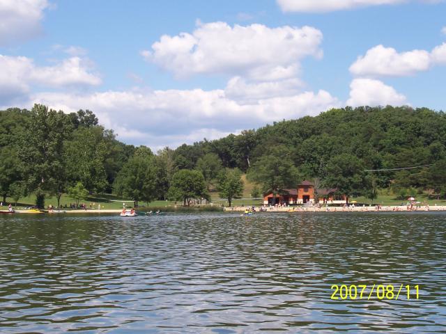 view of the beach from the canoe.JPG